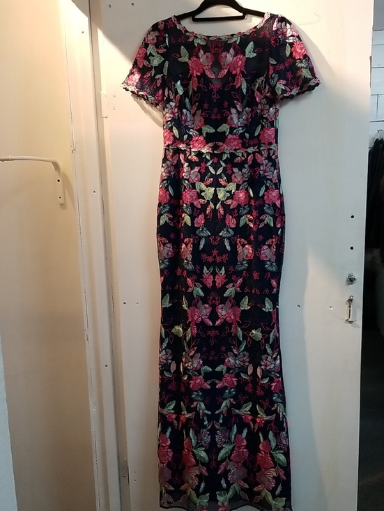 Marchesa Dresses & Skirts - Marchesa Navy Maxi Dress with Pink & Green Floral Print